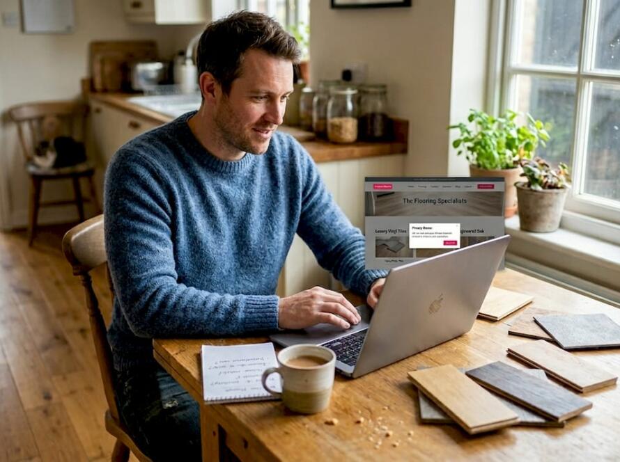 Browsing flooring website with privacy details