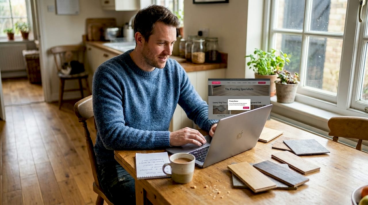 Browsing flooring website with privacy details