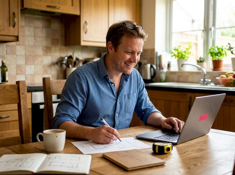 Flooring owner reviewing website structure diagram