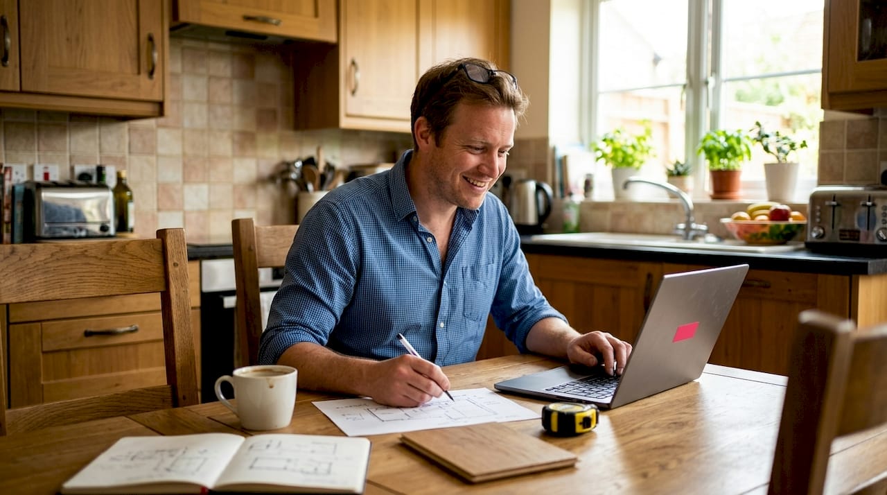 Flooring owner reviewing website structure diagram