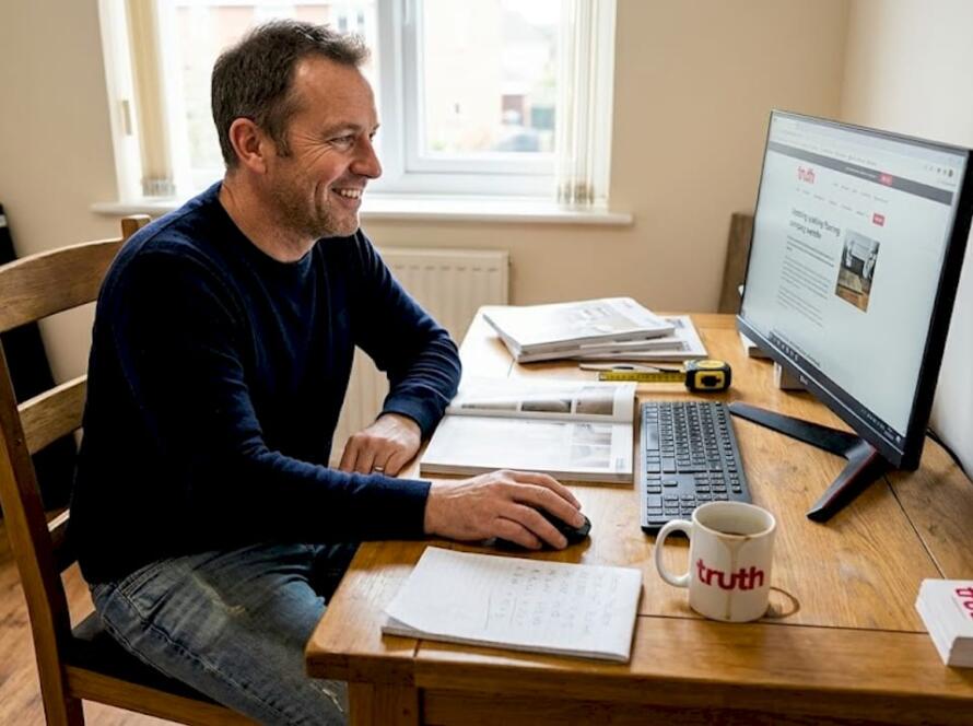 Flooring business owner updating website