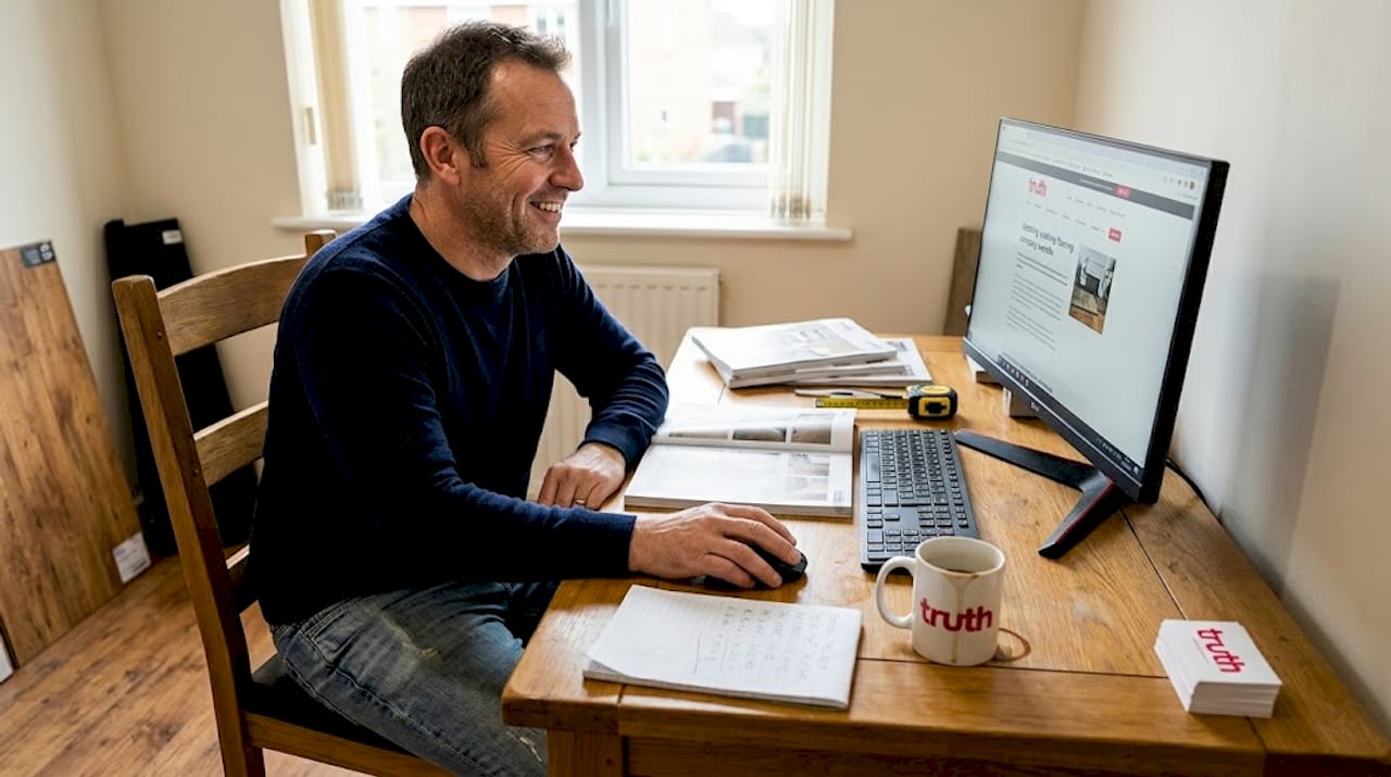 Flooring business owner updating website