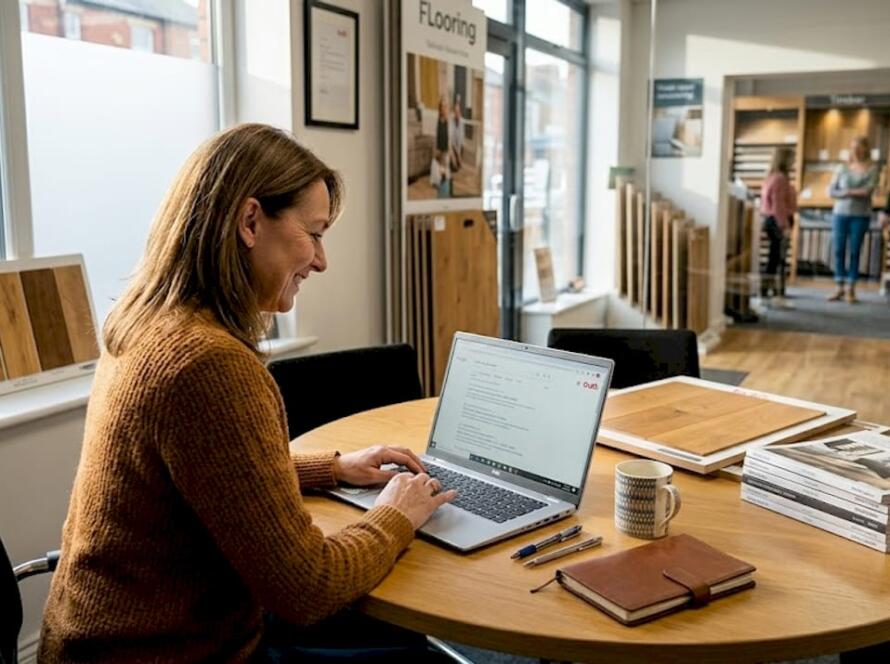 Flooring retailer reviewing organic search results