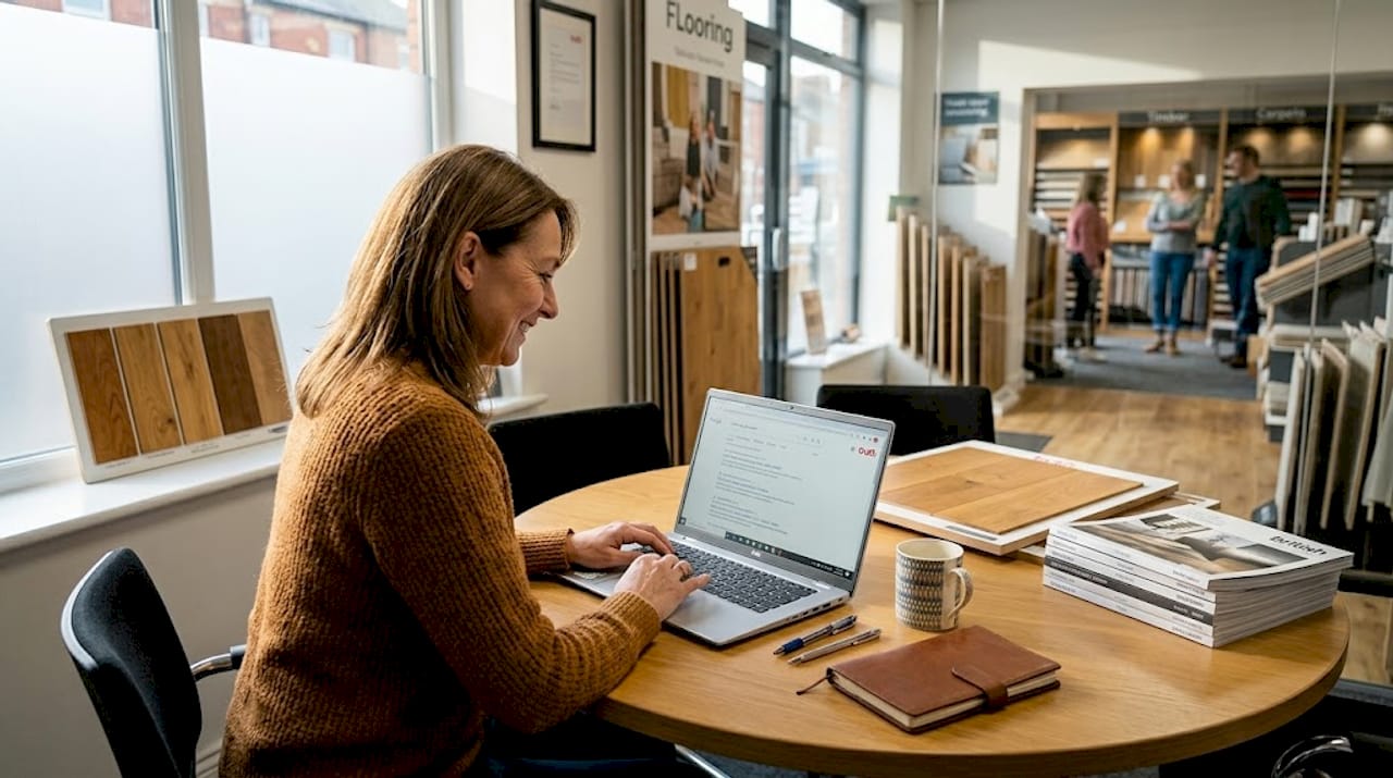 Flooring retailer reviewing organic search results