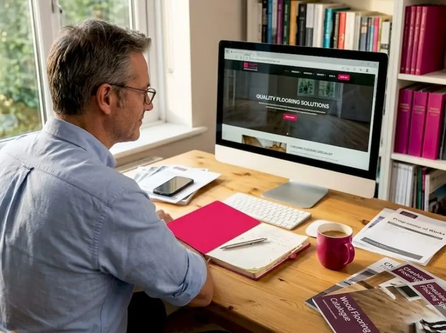 Flooring business owner checking website security