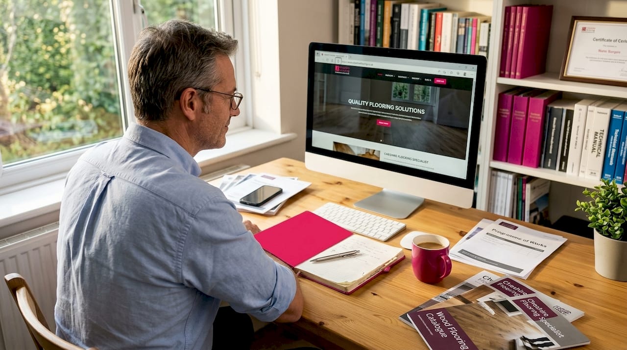 Flooring business owner checking website security