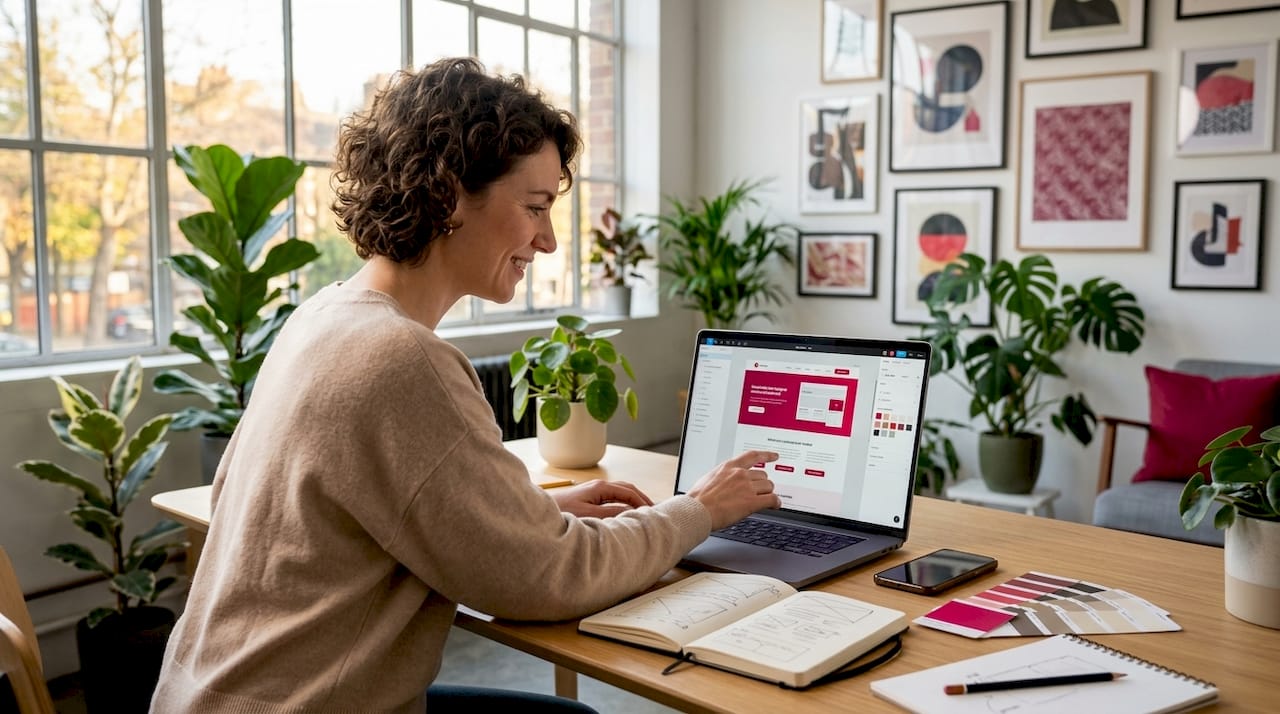 Web designer working on responsive website layout