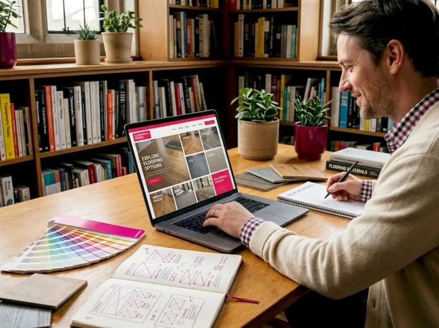 Designer working on flexible flooring website