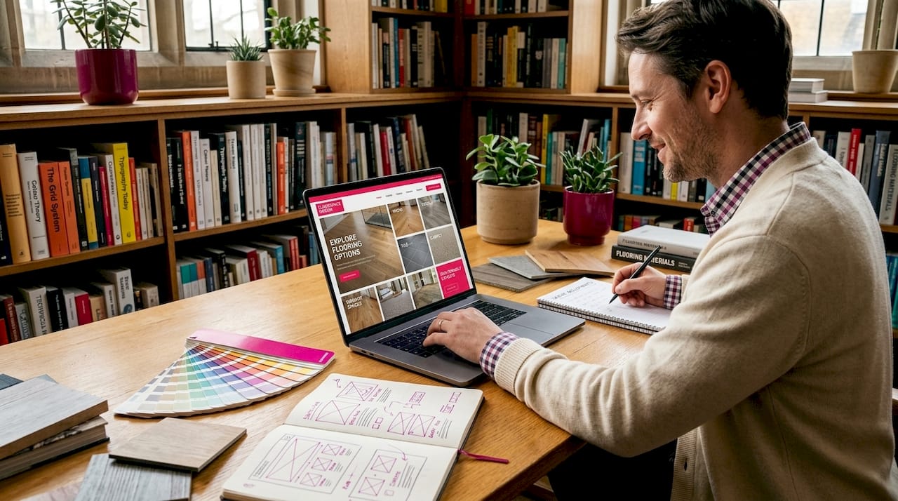Designer working on flexible flooring website